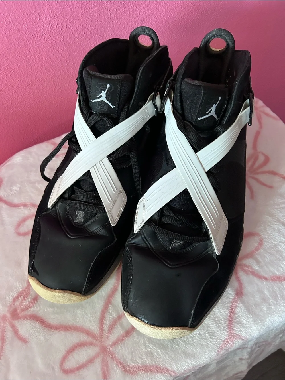 Air Jordan Mens Black and White High-Top Basketball Shoes